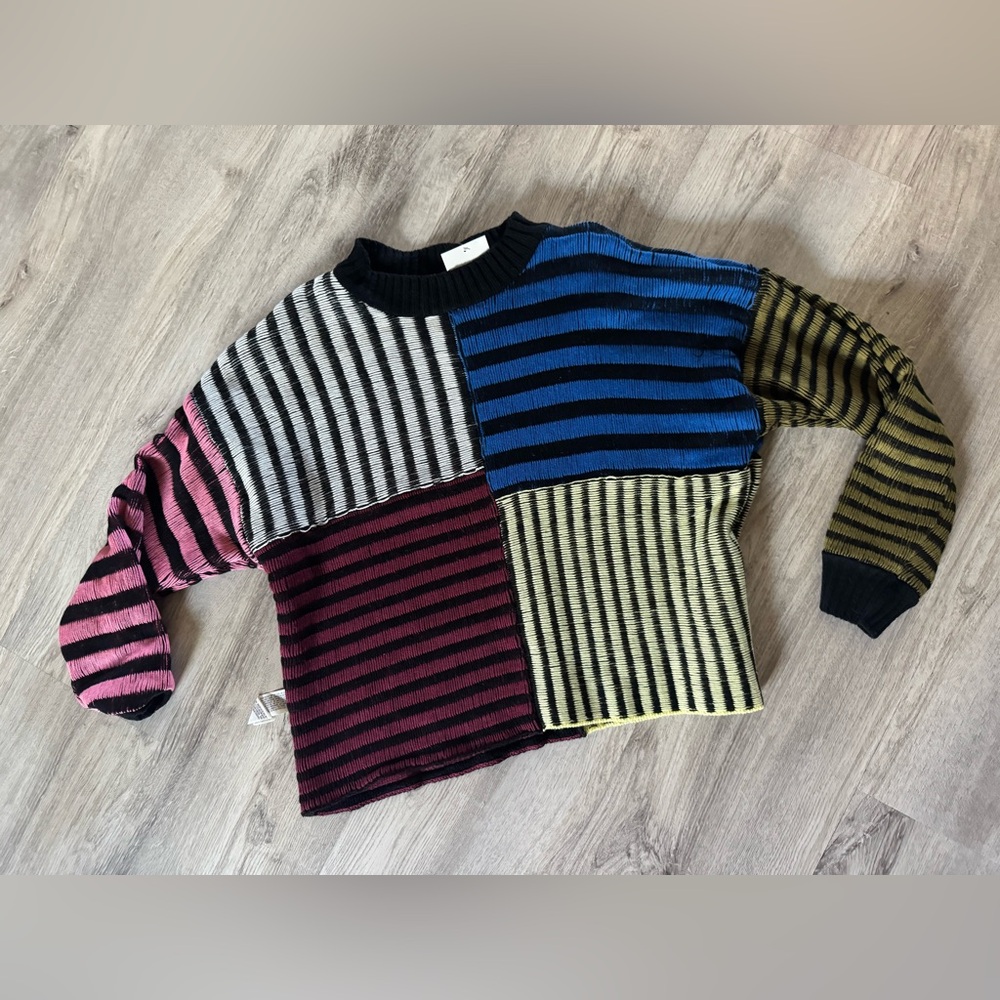 Forever 21 Black and Blue Striped Knit Top